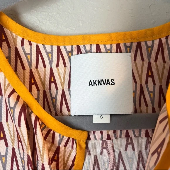 AKNVAS 100% Silk Logo Prairie Midi Dress Prairie Peasant Luxury - Picture 10 of 13